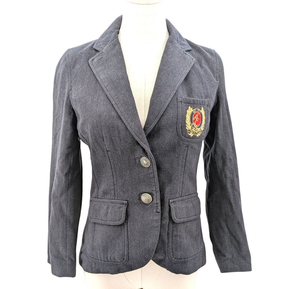 American Eagle‎ Blazer Crest Patch Preppy Academia Herringbone Jacket S